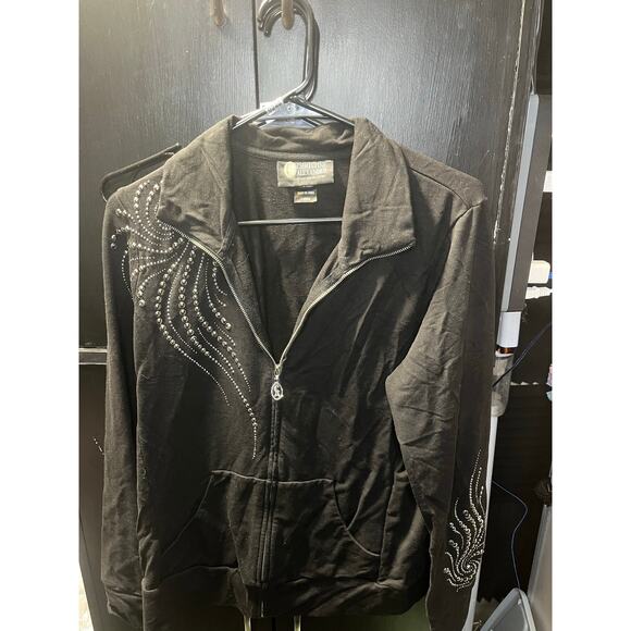 Christine Alexander Black Rhinestone Zip Up Jacket - Picture 1 of 4